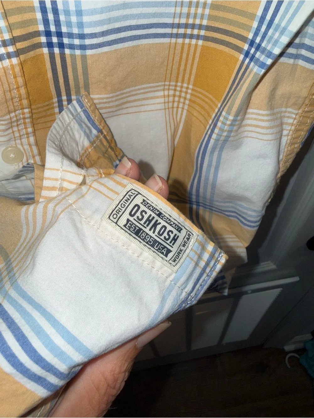 OshKosh B'gosh Yellow, Blue & White Plaid Button-Down Shirt